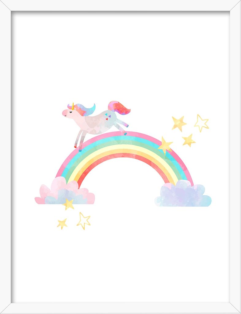 Falikép 30x40 cm, szivárvány és egyszarvú - ARC EN CIEL - Butopêa